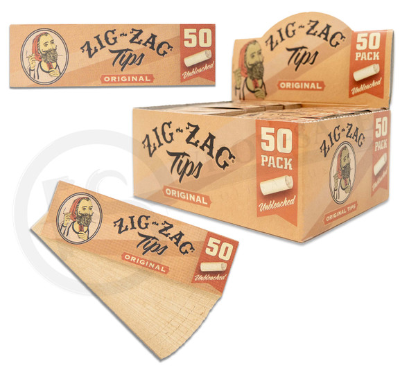 ZIG ZAG - ORIGINAL UNBLEACHED ROLLING TIPS 50PCAK | DISPLAY OF 50 (MSRP $)