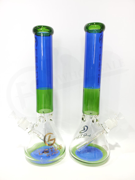LOTUS GLASS 15.5" BREAKER WATER PIPE (15473) | ASSORTED COLORS (MSRP $80.00)