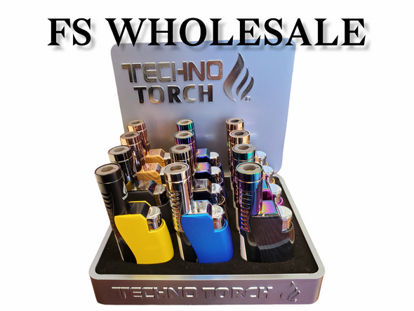 TECHNO TORCH LIGHTER - COLORS DESIGN (19011) | DISPLAY OF 12 (MSRP $each)