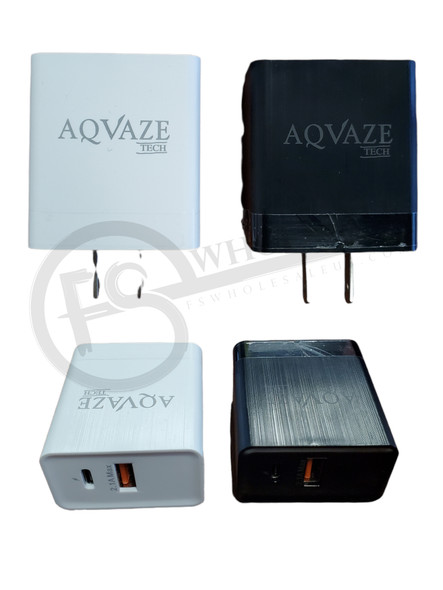 AQVAZE TECH - WALL CHARGER 3.0A USB + TYPE-C CHARGE | DISPLAY OF 6 (MSRP $each)