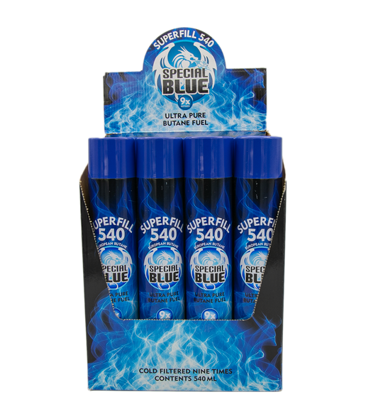 SPECIAL BLUE - 9X SUPER FILL ULTRA PURE BUTANE FUEL REFILL LIGHTER CANS 540ML | SINGLE CAN (MSRP $9.99)