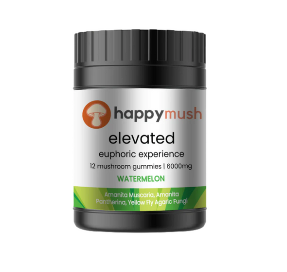 HAPPYMUSH - MUSHROOM EXTRACT ELEVATED GUMMIES 6000MG 12 PCS | SINGLE JAR (MSRP $75.99)