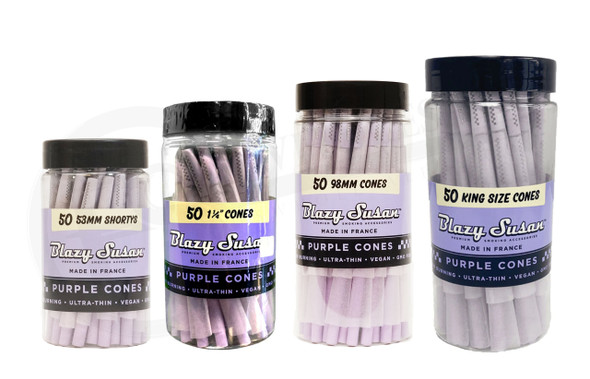 BLAZY SUSAN - PURPLE PREMIUM PRE-ROLLED CONES - JAR | DISPLAY OF 50 (MSRP $)