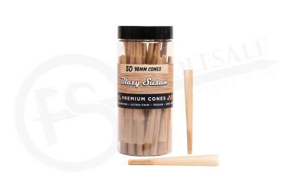 BLAZY SUSAN - UNBLEACHED PREMIUM PRE-ROLLED CONES - JAR | DISPLAY OF 50 (MSRP $)