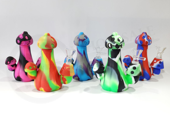 MUSHROOM SILICONE WATERPIPE - 20765 | ASSORTED COLORS (MSRP $30.00)