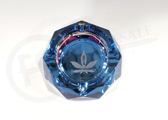 ALEAF GLASS ASHTRAY BLUE - 20775 (MSRP $25.00)
