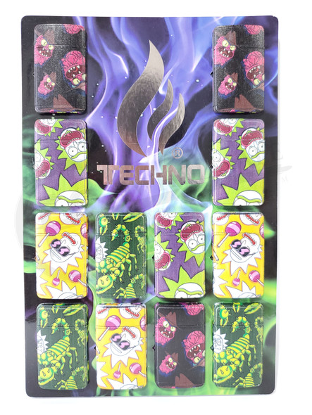 TECHNO FLIP - RICKY & MORTY DESIGN TORCH LIGHTER (19607DDS) with STANDING DISPLAY | DISPLAY OF 12 (MSRP $)