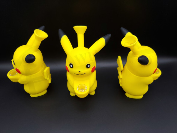 6" PIKACHU STYLE SILICONE WATER PIPE with GLASS BOWL (23586) | ASSORTED COLOR (MSRP $24.00)