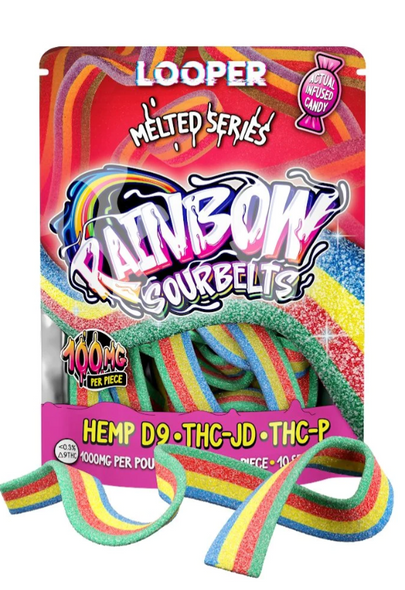LOOPER - MELTED SERIES SOUR BELTS GUMMIES (D9 + THC-JD + THC-P) 1000MG PER POUCH 100MG PER PIECE | SINGLE (MSRP $)