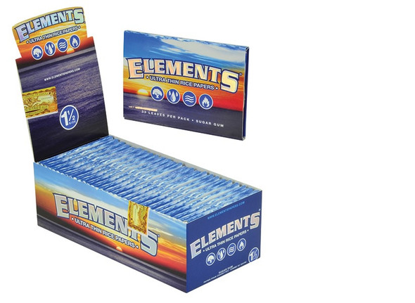 ELEMENTS ULTRA THIN RICE PAPERS SUGAR GUM - 1 1/2 | DISPLAY OF 25