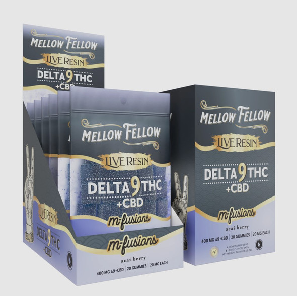 MELLOW FELLOW - LIVE RESIN DELTA 9 THC + CBD M-FUSIONS GUMMIES BAG 400MG 20CT | SINGLE (MSRP $)