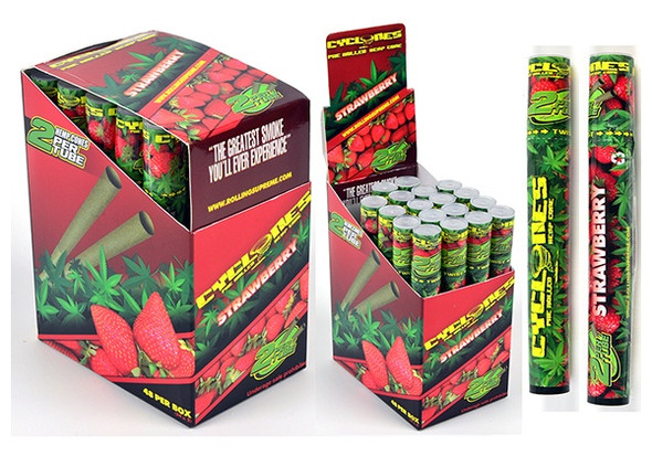 CYCLONES HEMP PRE-ROLLED CONES - STRAWBERRY 2PK | DISPLAY OF 24 (MSRP $)