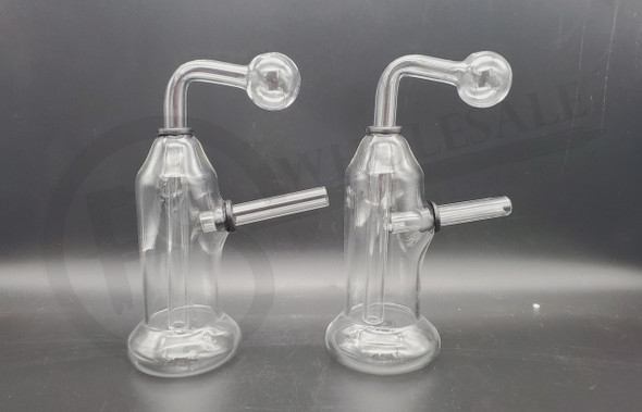 6" GLASS OIL BURNER 3pc WATERPIPE CLEAR (30109) | SINGLE (MSRP $10.00)