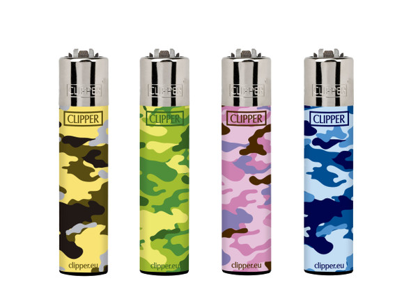 CLIPPER - FLINT LIGHTER - PAINTED CAMO | DISPLAY OF 48 (MSRP $each)