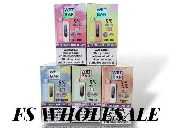 WET BAR 35000 PUFFS KIT - TEXAS COMPLIANT SB2024 | DISPLAY OF 5 (MSRP $24.99 Each)