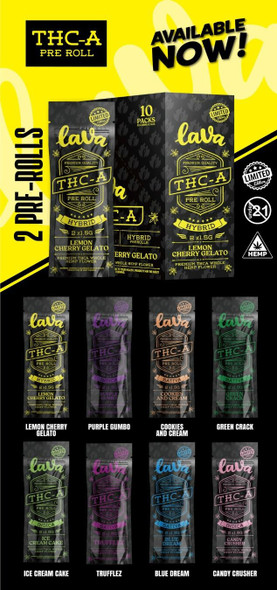 LAVA PREMIUM QUALITY THC-A PRE ROLL 2 x 1.50G | DISPLAY OF 10 (MSRP $)