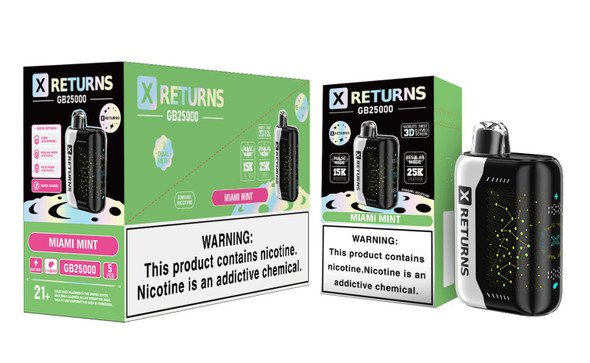 X RETURNS GB25000 DISPOSABLE DEVICE - TEXAS COMPLIANT SB2024 | DISPLAY OF 5 ( MSRP $ Each)