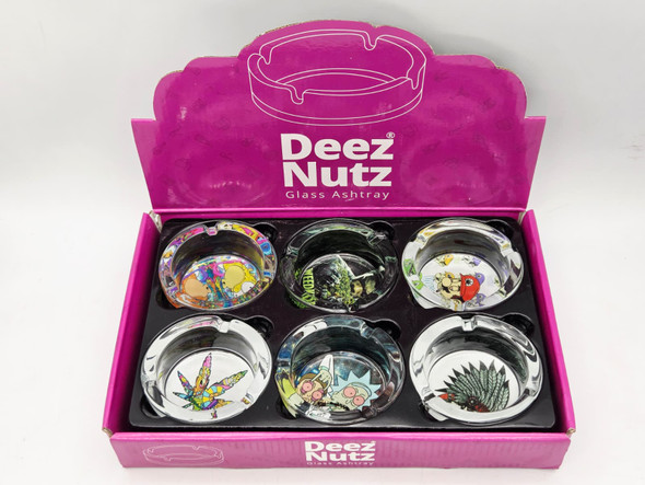 DEEZ NUTZ GLASS ASHTRAY (32999) | ASSORTED DESIGN (MSRP $6.99)