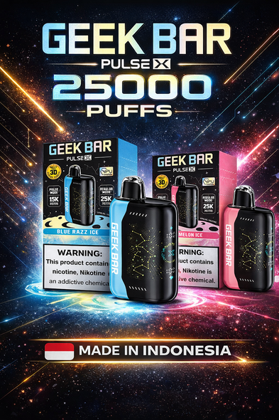 GEEK BAR PULSE X 25000 PUFFS DISPOSABLE DEVICE - MADE IN INDONESIA | DISPLAY OF 5 (MSRP $)