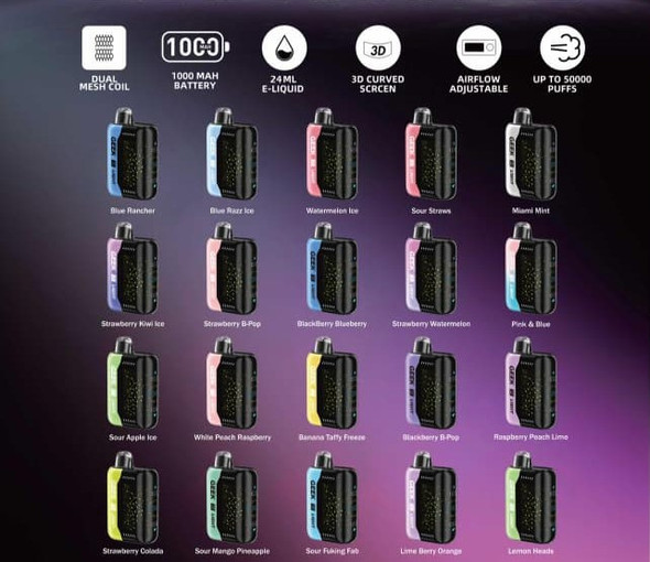 GEEK X-LIGHT 50K PUFFS DISPOSABLE - TEXAS COMPLIANT SB2024 | DISPLAY OF 5 ( MSRP $29.99 Each)