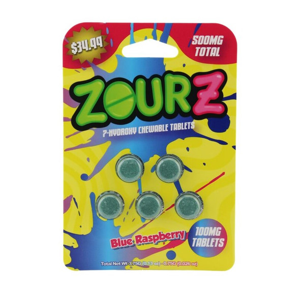 ZOUR 7-HYDROXY CHEWABLE 100MG TABLET 5CT TOTAL 500MG | DISPLAY OF 10 (MSRP $)