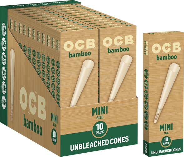OCB - BAMBOO UNLEACHED PRE-ROLLED CONE - MINI 70MM 10PACK | DISPLAY OF 24 (MSRP $5.00each)