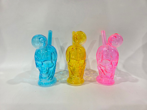 6" YORICK SKULL OIL BURNER WATER PIPE (35601) | ASSORTED COLORS (MSRP $12.00)