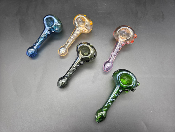 ALEAF - 4.5" ACCENTED GLASS HAND PIPE - ALHP6007 (35646) | ASSORTED COLORS (MSRP $25.00)