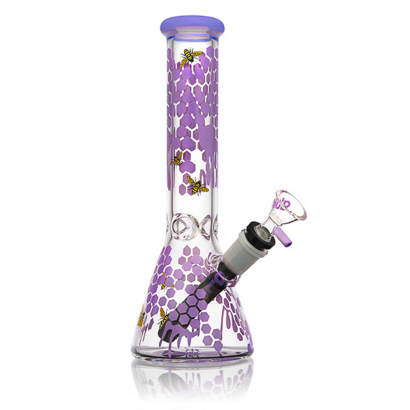 ALEAF GLASS - 10" THE HONEYCOMB BEAKER GLASS WATERPIPE with CARRYING CASE - AL1024 (35574) | ASSORTED COLORS (MSRP $90.00)