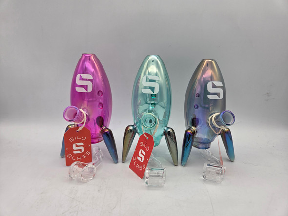 SILO GLASS 6" SPACESHIP WATERPIPE - SILO-147 (35557) | ASSORTED COLORS (MSRP $42.00)