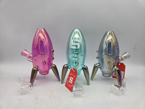 SILO GLASS 6" SPACESHIP WATERPIPE - SILO-147 (35557) | ASSORTED COLORS (MSRP $42.00)