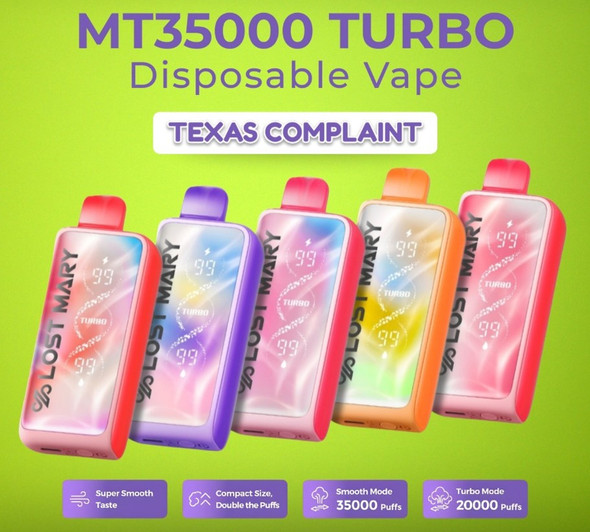 LOST MARY MT35000 TURBO 5% RECHARGEABLE DISPOSABLE - TX COMPLIANT | DISPLAY OF 5 (MSRP $)