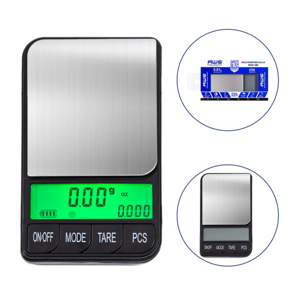 Gram Scale 220g/ 0.01g, Digital Pocket Scale 100g calibration