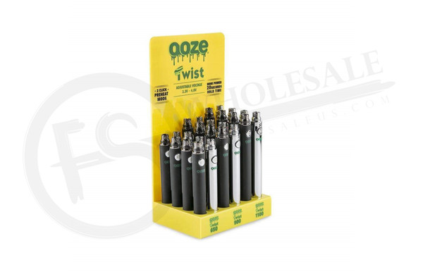 OOZE TWIST 3 DIFFERENT MAH BATTERY DISPLAY - 650Mah, 900Mah, 1100Mah | PACK OF 24 (MSRP $15.00each) - FS WHOLESALE OOZE TWIST 3 DIFFERENT MAH BATTERY DISPLAY - 650Mah, 900Mah, 1100Mah | PACK OF 24 (MSRP $15.00each) - FS WHOLESALE