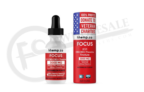 HHEMP - CBG+CBD+THEANINE TINCTURE - 3000MG FOCUS 30ML (WATERMELON FLAVOR) | SINGLE BOTTLE (MSRP $)