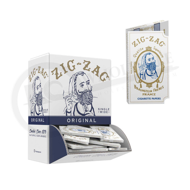 ZIG ZAG - ORIGINAL WHITE CIGARETTE PAPERS - SINGLE WIDE - PROMO DISPLAY | DISPLAY OF 48 (MSRP $)