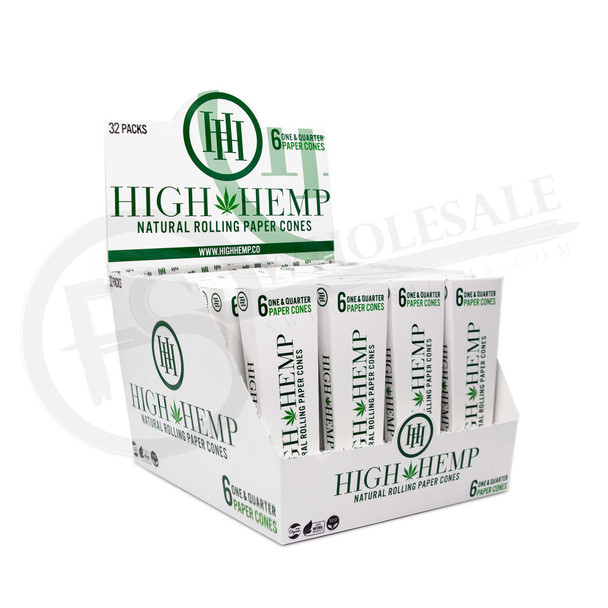 HIGH HEMP CONES 1 1/4 - 6 PACK | DISPLAY OF 32 (MSRP: $)