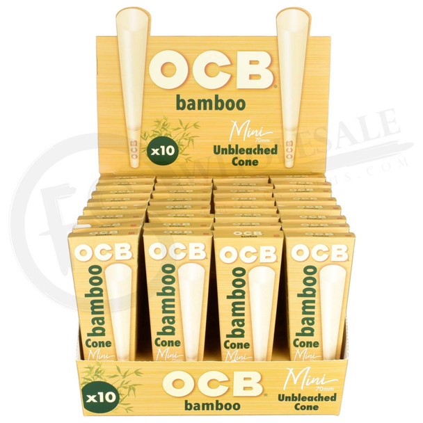 OCB - BAMBOO UNLEACHED PRE-ROLLED CONE - MINI 70MM 10PACK | DISPLAY OF 32 (MSRP $5.00each)
