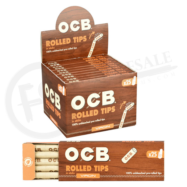 OCB - VIRGIN ROLLED TIPS 25CT | DISPLAY OF 20 (MSRP $each)