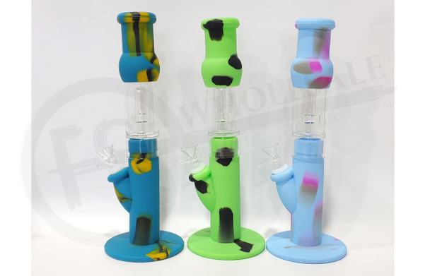14" SILICONE WATERPIPE with SHOWERHEAD PERCENT | ASSORTED COLORS (MSRP $)