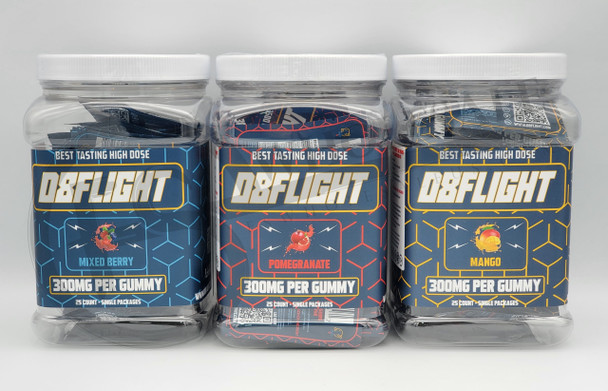 D8 FLIGHT - DELTA 8 300mg GUMMIES | DISPLAY OF 25 (MSRP $5.00each)