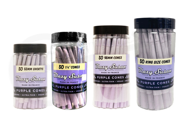 BLAZY SUSAN - PURPLE PREMIUM PRE-ROLLED CONES - JAR | DISPLAY OF 50 (MSRP $)