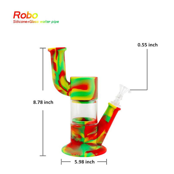 ROBO - SILICONE & GLASS HYBRID WATER PIPE | SINGLE ASSORTED