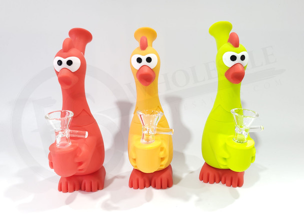 SCREAMING CHICKEN WATERPIPE SILICONE 3 PCS - 20760  | ASSORTED COLORS (MSRP $12.00)