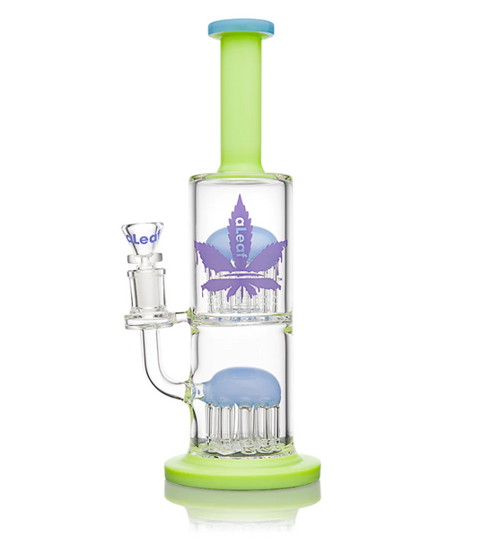 11" ALEAF TIERED DRUM DOUBLE TREE WATERPIPE - 20752 | ASSORTED COLORS (MSRP $85.00)