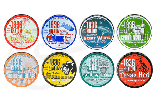1836 KRATOM - 50ct JUMBO CAPSULE TINS | SINGLE CAN (MSRP $24.99