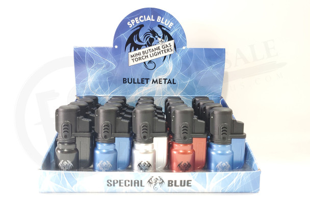 SPECIAL BLUE - BULLET METAL MINI TORCH LIGHTER (LT105) | DISPLAY OF 20 (MSRP $each)