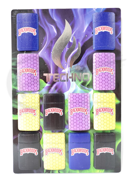 TECHNO FLIP - BACKWOODS DESIGN TORCH LIGHTER (19607BW1) with STANDING DISPLAY | DISPLAY OF 12 (MSRP $)