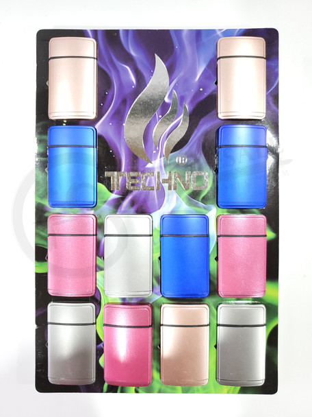 TECHNO FLIP - SHINE COLORS DESIGN TORCH LIGHTER (19607M) with STANDING DISPLAY | DISPLAY OF 12 (MSRP $)