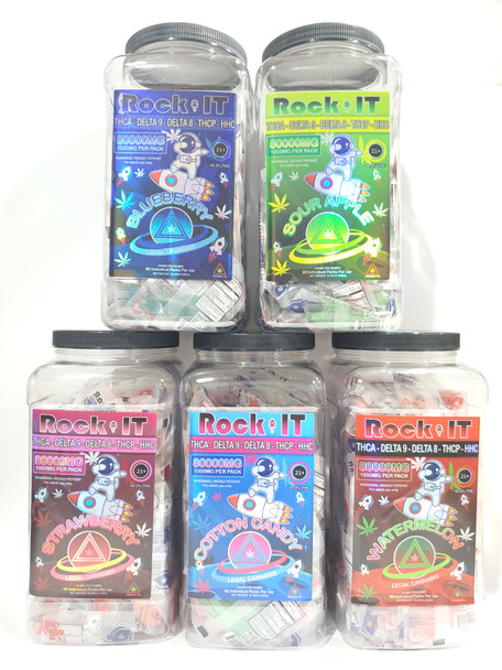 ROCK IT - THC-A + THC-P + D9 + D8 + HHC 80,000mg each GUMMIES 1000mg | DISPLAY OF 80 (MSRP $)